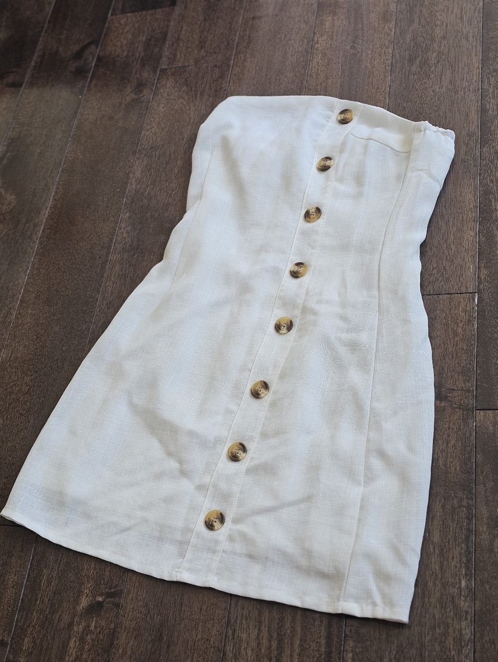 Boohoo Faux Linen Assymetrical Sleeveless Mini Dress Button Front Size 4 - Picture 2 of 7